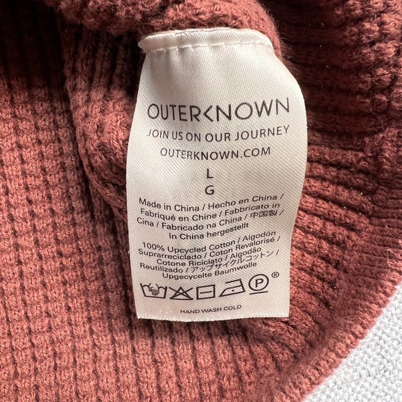 Outerknown Waffle Knit Crewneck Shirt Men L (M) Rust Cotton Minimalist Surf Y2K - Picture 4 of 8